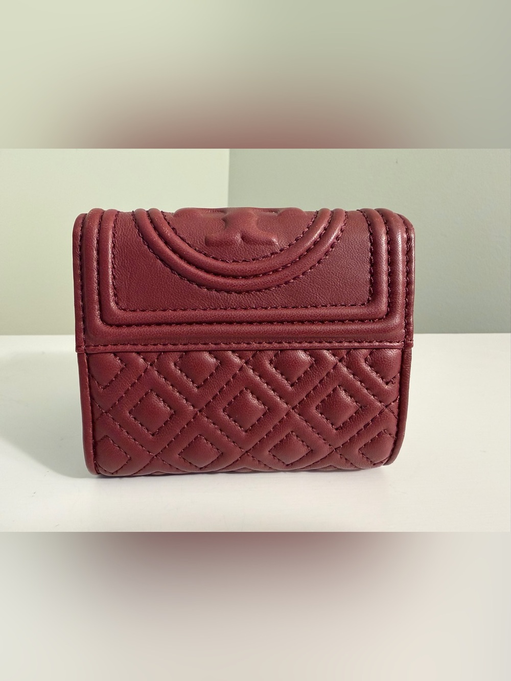 Tory Burch Quilted Leather Crossbody and Mini Wallet in Burgundy - Picture 11 of 16